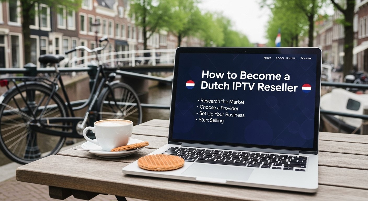 generate an image :How to Become a Dutch IPTV Reseller: with written text