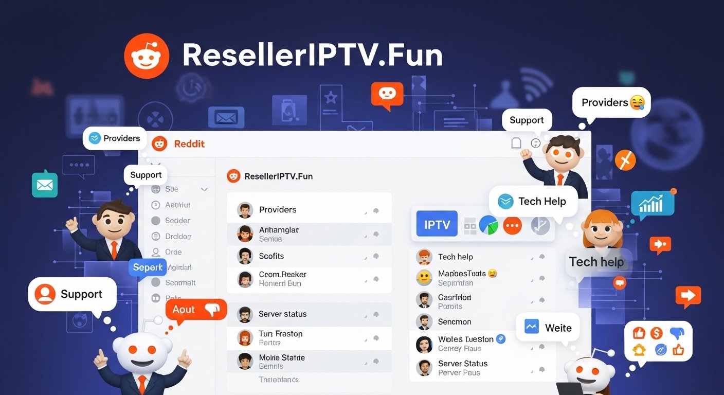 IPTV Reseller Reddit Community guide exploring the IPTV reseller discussions, tips, panel reviews, and insights at ResellerIPTV.Fun for growing your reseller business.