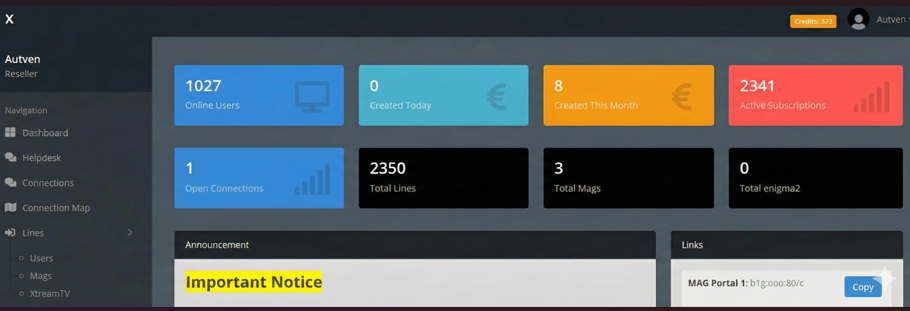 iptv reseller panel dashboard
